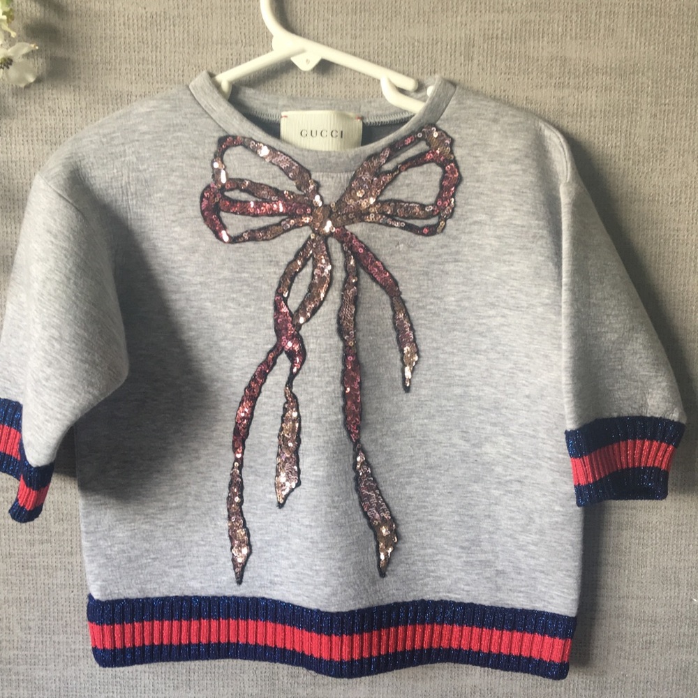 Authentic -Gucci  Girls Sweatshirt with Sequin Bow